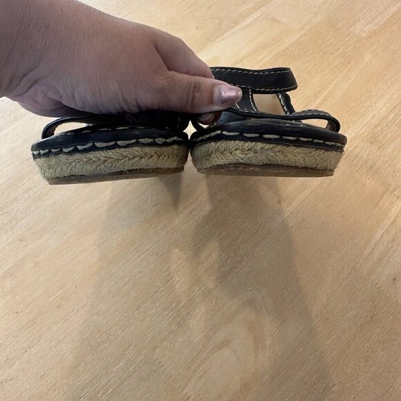 Born Womens Brown Leather Strap Open Toe Wedge Heel Sandals Shoes Size 7 - Picture 7 of 10